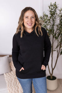 Tatum Textured Pullover Hoodie - Black-outerwear-Villari Chic, women's online fashion boutique in Severna, Maryland