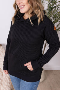 Tatum Textured Pullover Hoodie - Black-outerwear-Villari Chic, women's online fashion boutique in Severna, Maryland