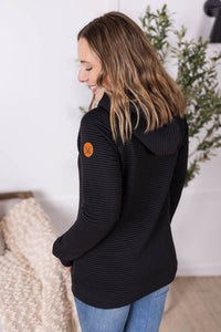 Tatum Textured Pullover Hoodie - Black-outerwear-Villari Chic, women's online fashion boutique in Severna, Maryland