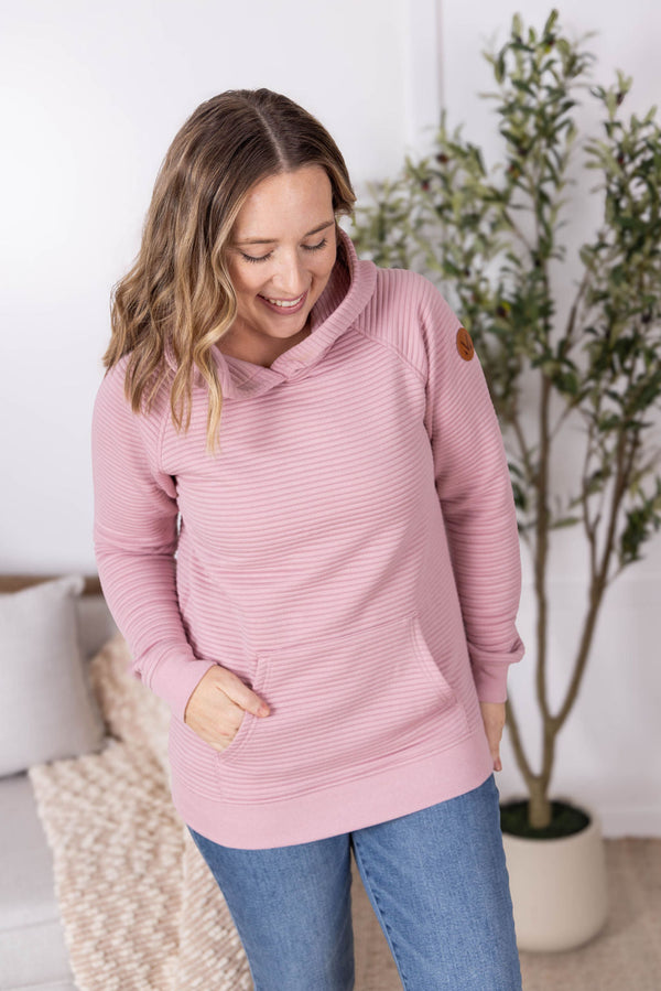 Tatum Textured Pullover Hoodie - Rose-outerwear-Villari Chic, women's online fashion boutique in Severna, Maryland