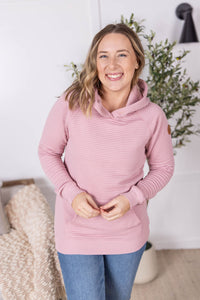 Tatum Textured Pullover Hoodie - Rose-outerwear-Villari Chic, women's online fashion boutique in Severna, Maryland