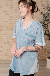 Earthy Chic Mineral Wash Mini Dress in Denim-Tops-Villari Chic, women's online fashion boutique in Severna, Maryland