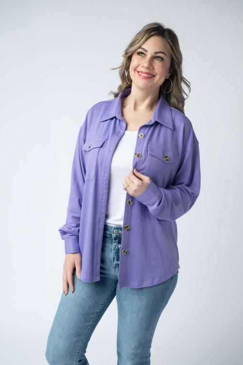 Brenna Button Down Top - Purple-clothing-Villari Chic, women's online fashion boutique in Severna, Maryland