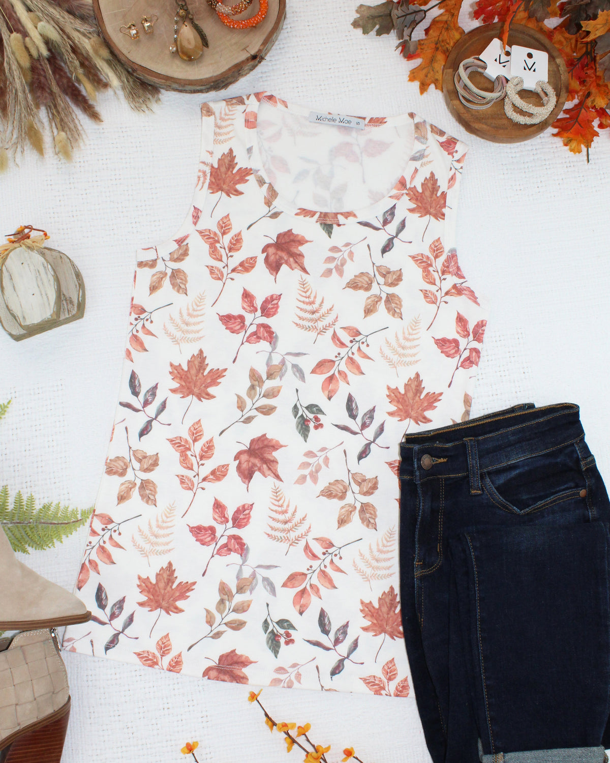 Ava Tank - Harvest Leaves-tank-Villari Chic, women's online fashion boutique in Severna, Maryland
