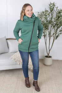 Quinn ZipUp Cowl - Fern-Sweatshirt-Villari Chic, women's online fashion boutique in Severna, Maryland