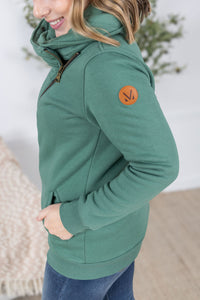 Quinn ZipUp Cowl - Fern-Sweatshirt-Villari Chic, women's online fashion boutique in Severna, Maryland