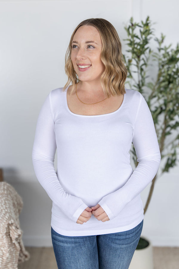 Alyssa Long Sleeve Top - White-Tops-Villari Chic, women's online fashion boutique in Severna, Maryland