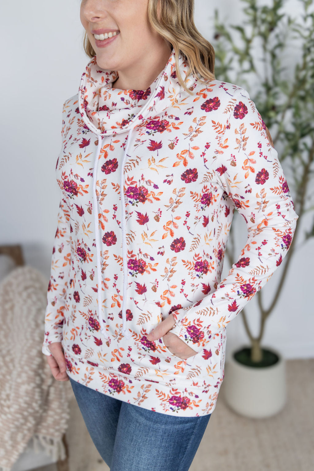 Soft Funnel Neck - Autumn Floral-clothing-Villari Chic, women's online fashion boutique in Severna, Maryland