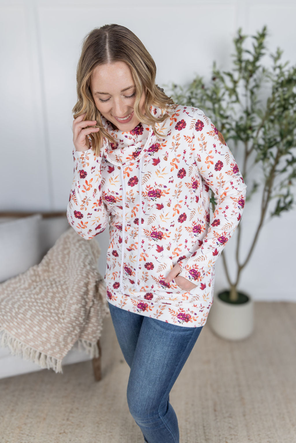 Soft Funnel Neck - Autumn Floral-clothing-Villari Chic, women's online fashion boutique in Severna, Maryland