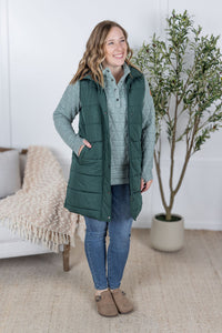 Harlow Long Vest - Hunter Green-clothing-Villari Chic, women's online fashion boutique in Severna, Maryland