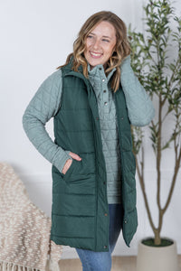 Harlow Long Vest - Hunter Green-clothing-Villari Chic, women's online fashion boutique in Severna, Maryland
