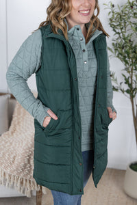 Harlow Long Vest - Hunter Green-clothing-Villari Chic, women's online fashion boutique in Severna, Maryland