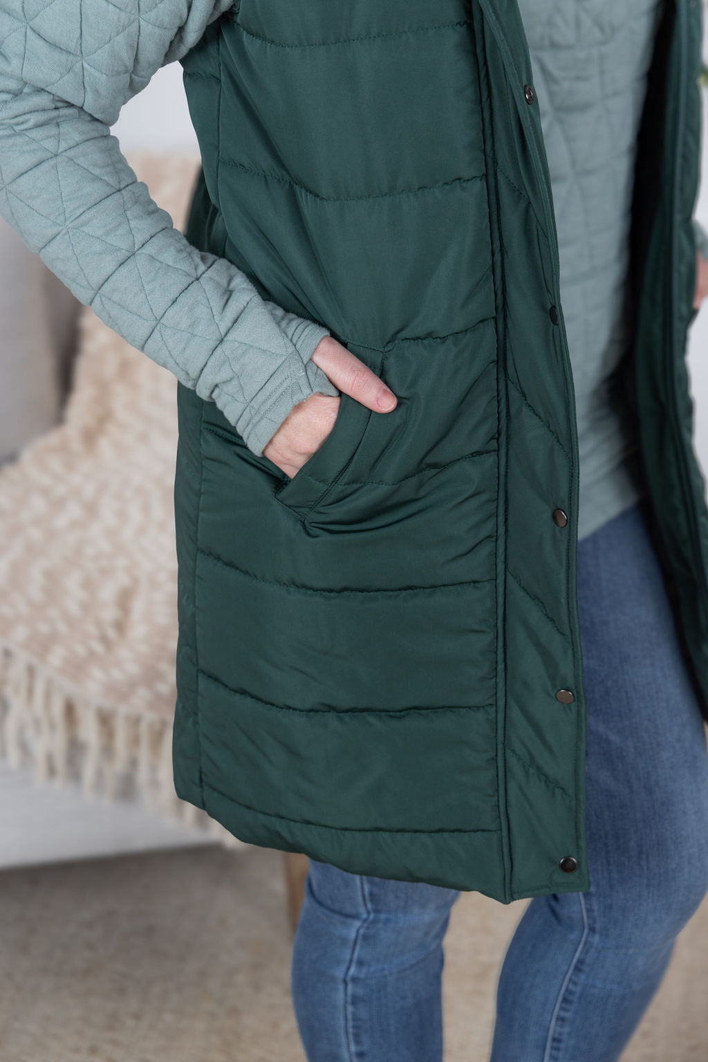 Harlow Long Vest - Hunter Green-clothing-Villari Chic, women's online fashion boutique in Severna, Maryland