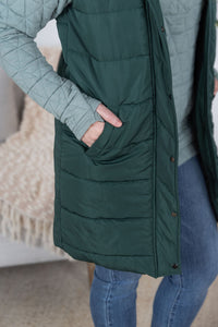 Harlow Long Vest - Hunter Green-clothing-Villari Chic, women's online fashion boutique in Severna, Maryland