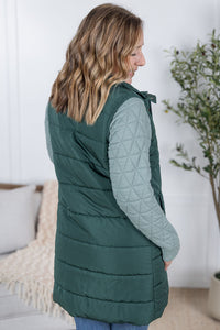 Harlow Long Vest - Hunter Green-clothing-Villari Chic, women's online fashion boutique in Severna, Maryland