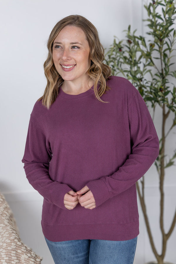 Corrine Ribbed Pullover Top - Plum-Pullover-Villari Chic, women's online fashion boutique in Severna, Maryland
