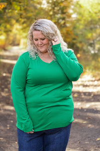 Leah Long Sleeve Top - Green-Tops-Villari Chic, women's online fashion boutique in Severna, Maryland