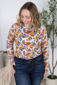 Blair Long Sleeve Top - Autumn Purple Abstract-Tops-Villari Chic, women's online fashion boutique in Severna, Maryland