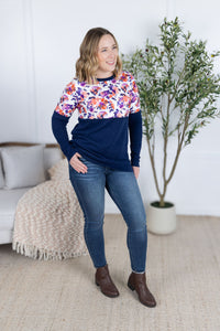 Natalie Pullover - Autumn Purple Abstract and Navy-Pullover-Villari Chic, women's online fashion boutique in Severna, Maryland