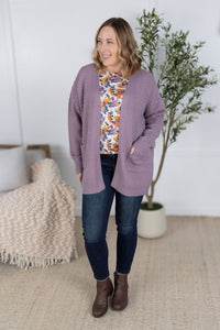 Billie Open Knit Cardigan - Dusty Purple-Cardigan-Villari Chic, women's online fashion boutique in Severna, Maryland