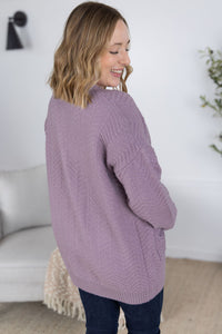 Billie Open Knit Cardigan - Dusty Purple-Cardigan-Villari Chic, women's online fashion boutique in Severna, Maryland