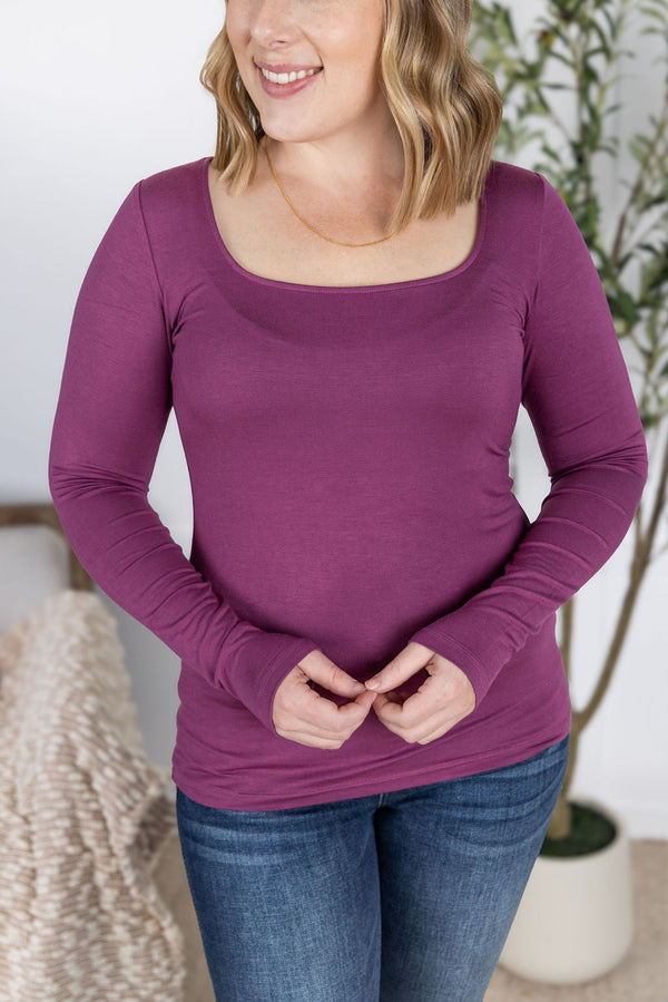 Alyssa Long Sleeve Top - Mulberry-Tops-Villari Chic, women's online fashion boutique in Severna, Maryland