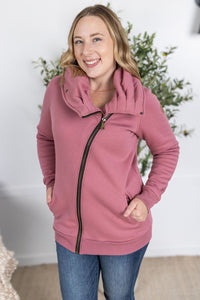 Quinn ZipUp Cowl - Mulberry-Sweatshirt-Villari Chic, women's online fashion boutique in Severna, Maryland