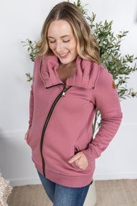 Quinn ZipUp Cowl - Mulberry-Sweatshirt-Villari Chic, women's online fashion boutique in Severna, Maryland