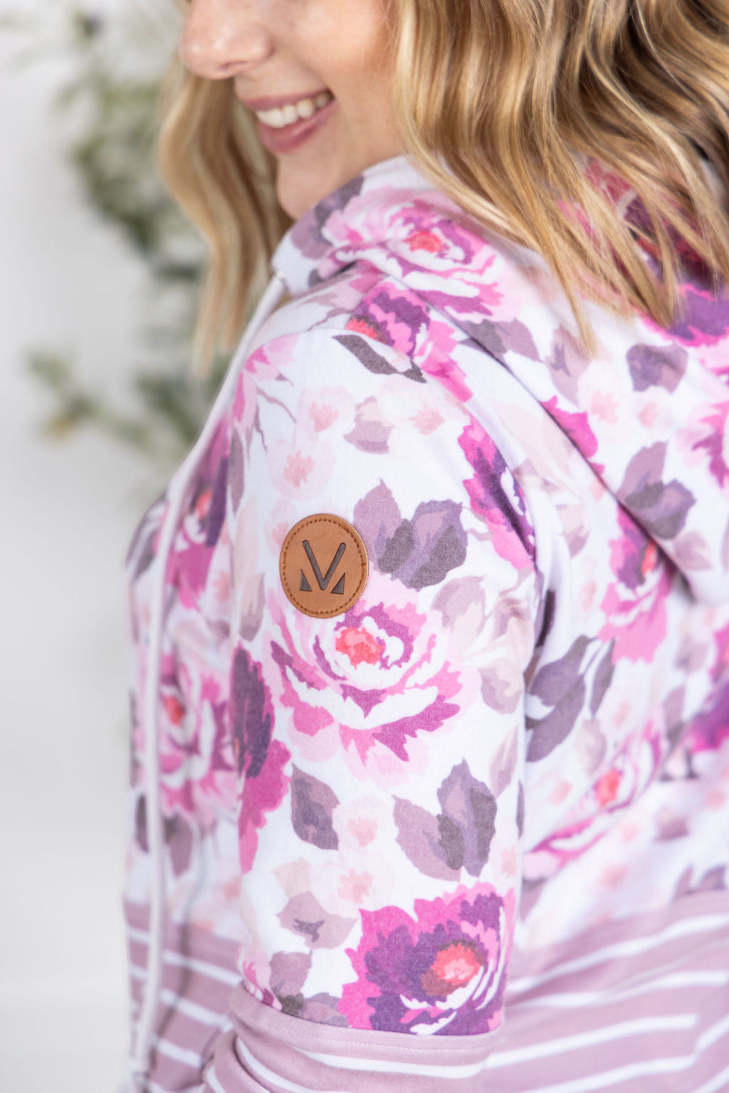 Hailey Pullover Hoodie - Autumn Blossom and Stripes-Hoodie-Villari Chic, women's online fashion boutique in Severna, Maryland