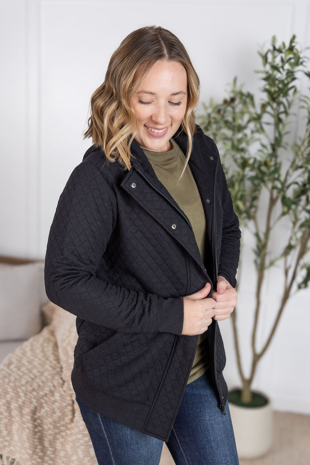 Kyla Zipper Snap Jacket - Black-Jacket-Villari Chic, women's online fashion boutique in Severna, Maryland