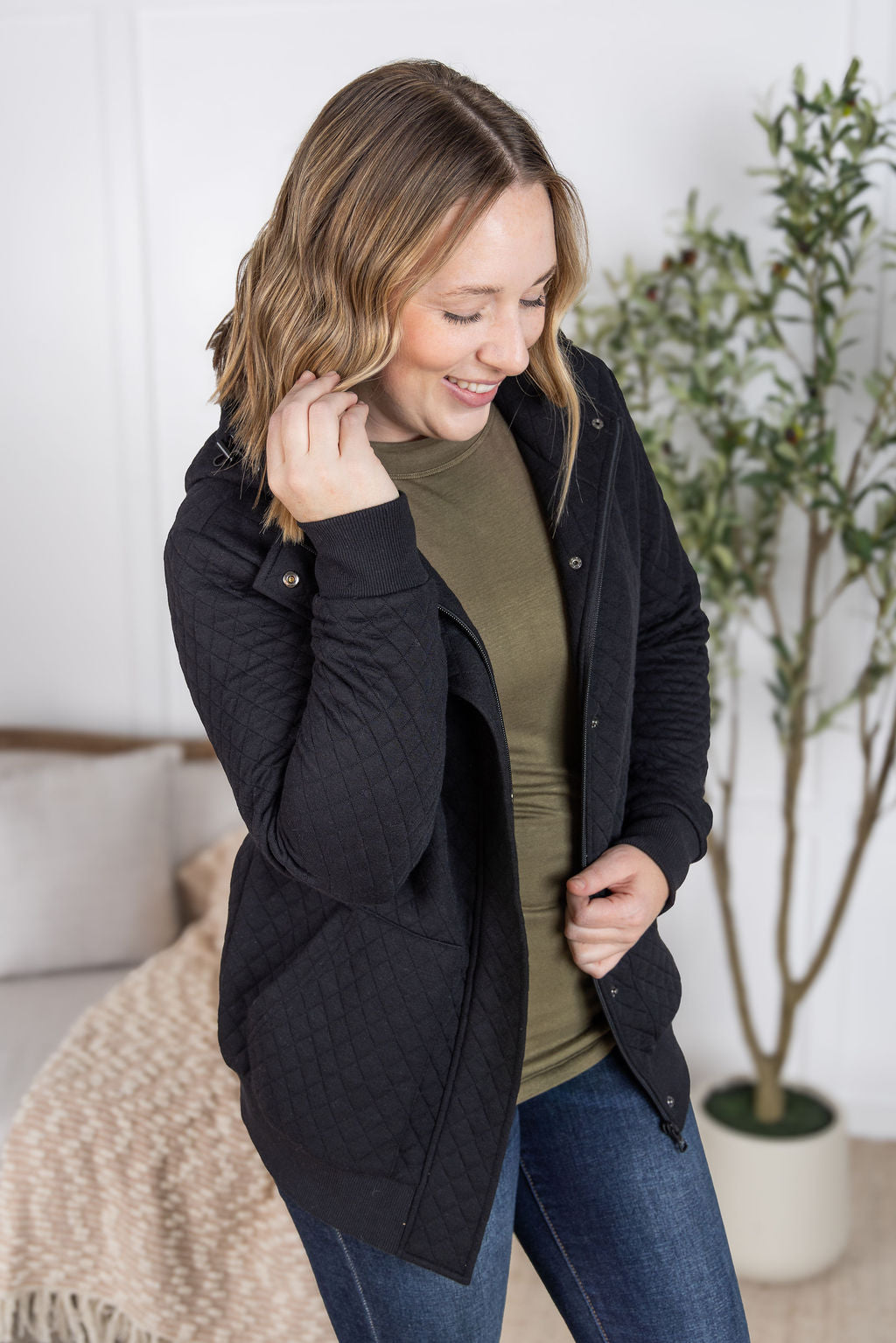 Kyla Zipper Snap Jacket - Black-Jacket-Villari Chic, women's online fashion boutique in Severna, Maryland