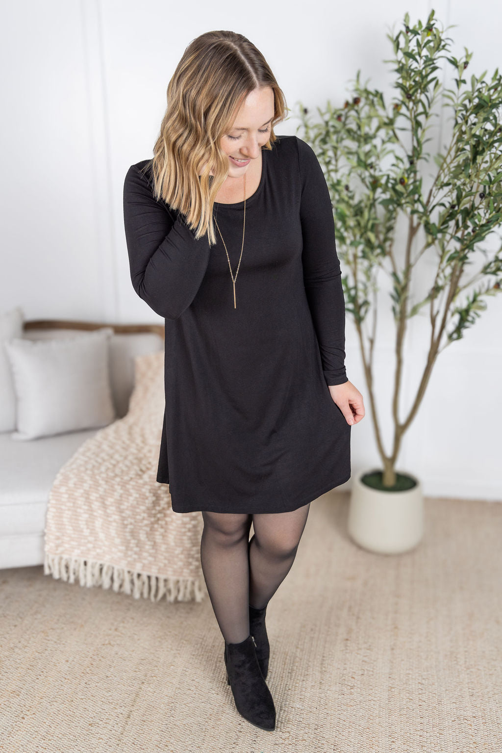 Savannah Bamboo Swing Dress - Black-dress-Villari Chic, women's online fashion boutique in Severna, Maryland