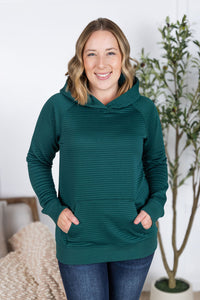 Tatum Textured Pullover Hoodie - Hunter Green-outerwear-Villari Chic, women's online fashion boutique in Severna, Maryland
