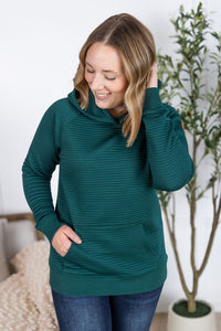 Tatum Textured Pullover Hoodie - Hunter Green-outerwear-Villari Chic, women's online fashion boutique in Severna, Maryland