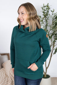 Tatum Textured Pullover Hoodie - Hunter Green-outerwear-Villari Chic, women's online fashion boutique in Severna, Maryland