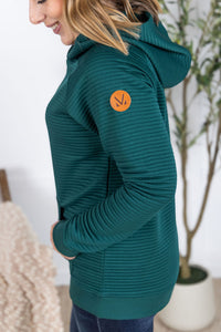 Tatum Textured Pullover Hoodie - Hunter Green-outerwear-Villari Chic, women's online fashion boutique in Severna, Maryland