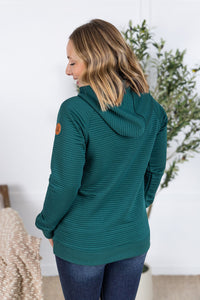 Tatum Textured Pullover Hoodie - Hunter Green-outerwear-Villari Chic, women's online fashion boutique in Severna, Maryland