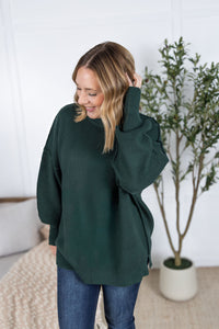Aurora Cozy Sweater - Hunter Green-Sweater-Villari Chic, women's online fashion boutique in Severna, Maryland