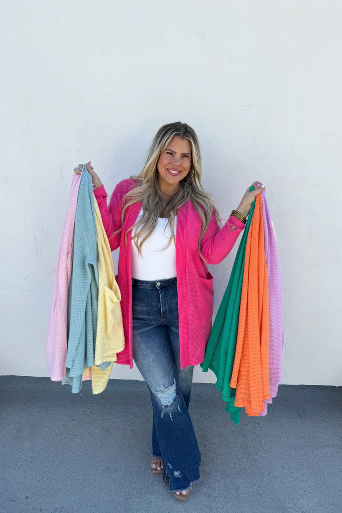 PREORDER: Lola Lightweight Waffle-Knit Cardigan in Spring Colors - 7 Colors!-Villari Chic, women's online fashion boutique in Severna, Maryland
