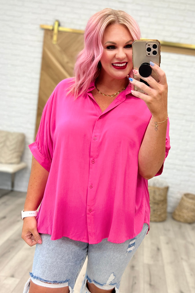 Bounding Beauty Button-Up Blouse in Hot Pink-Womens-Villari Chic, women's online fashion boutique in Severna, Maryland