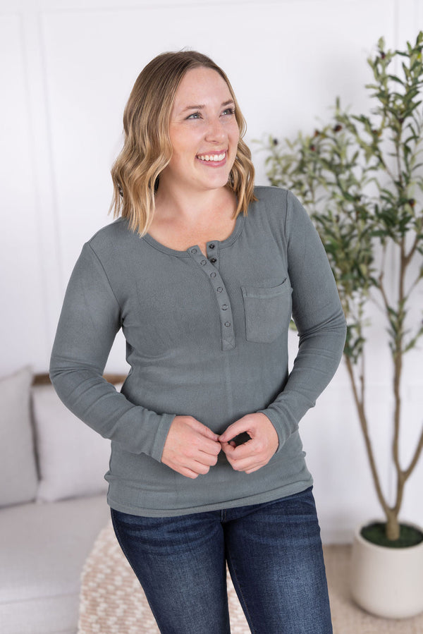 Georgia Long Sleeve Top - Dusty Jade-Tops-Villari Chic, women's online fashion boutique in Severna, Maryland
