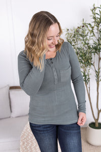 Georgia Long Sleeve Top - Dusty Jade-Tops-Villari Chic, women's online fashion boutique in Severna, Maryland