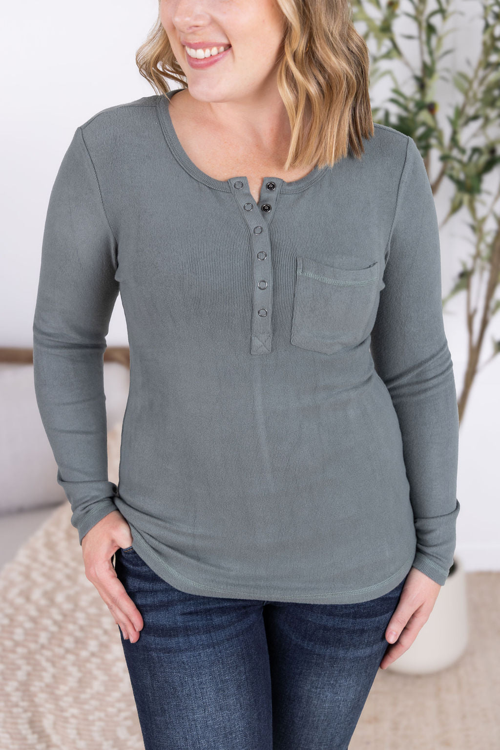 Georgia Long Sleeve Top - Dusty Jade-Tops-Villari Chic, women's online fashion boutique in Severna, Maryland