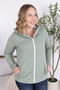 Geometric Fullzip Hoodie - Sage-hoodie-Villari Chic, women's online fashion boutique in Severna, Maryland