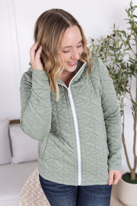 Geometric Fullzip Hoodie - Sage-hoodie-Villari Chic, women's online fashion boutique in Severna, Maryland