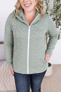 Geometric Fullzip Hoodie - Sage-hoodie-Villari Chic, women's online fashion boutique in Severna, Maryland