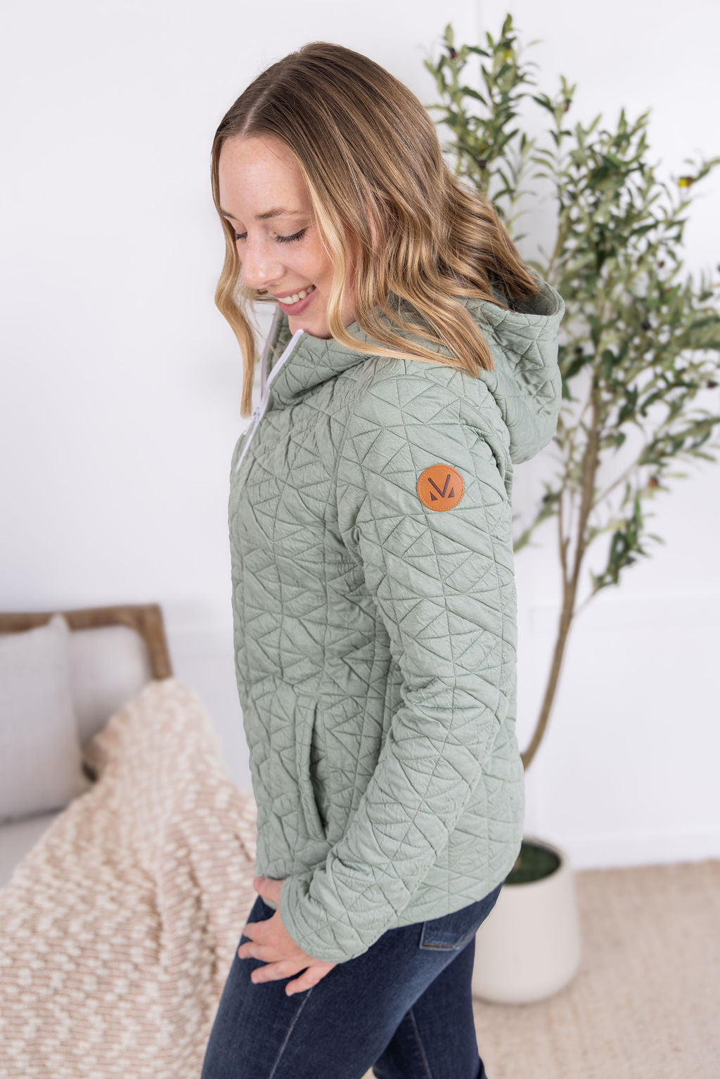 Geometric Fullzip Hoodie - Sage-hoodie-Villari Chic, women's online fashion boutique in Severna, Maryland