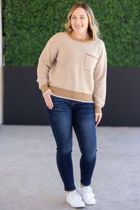 Miley Striped Sweater - Latte-Sweater-Villari Chic, women's online fashion boutique in Severna, Maryland