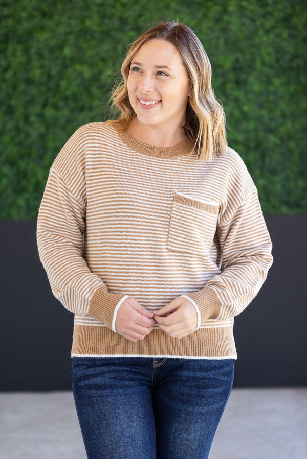 Miley Striped Sweater - Latte-Sweater-Villari Chic, women's online fashion boutique in Severna, Maryland