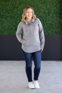 Mia Scuba Halfzip - Grey-pullover-Villari Chic, women's online fashion boutique in Severna, Maryland